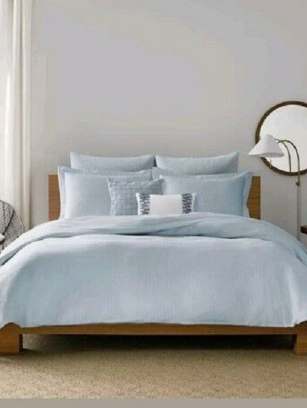 NEW Real Simple king Lattice Blue Luxuriously Soft Duvet Cover 100% Cotton KING